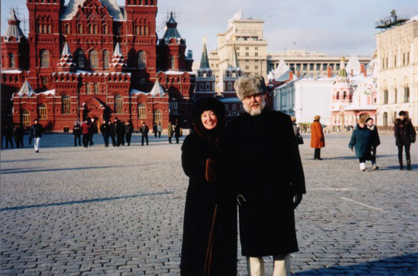 Pat & Larry Jones in Red Square in Moscow, January, 2001